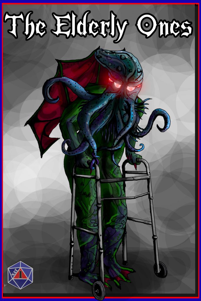 Elderly Ones cover image depicting Cthulhu using a walker